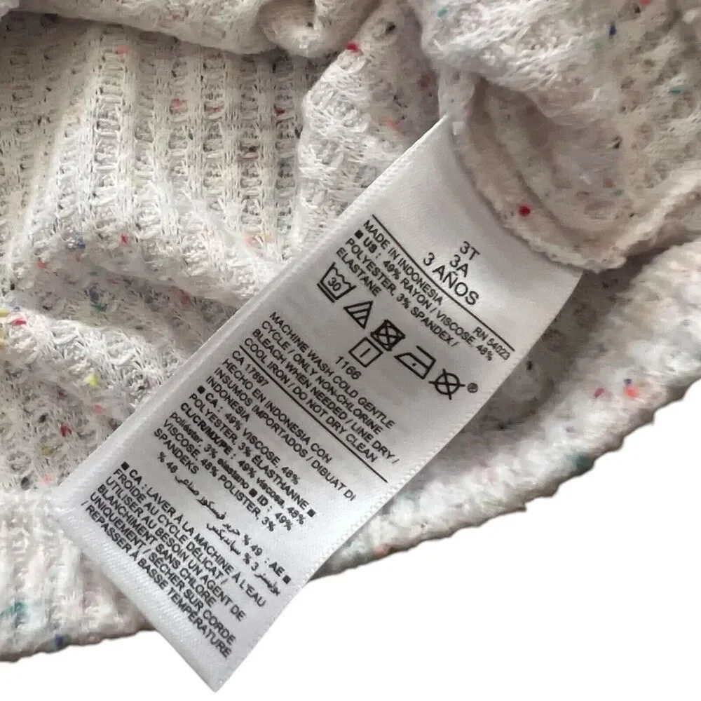 Old Navy Sweater Girls Size 3T Cream Speckled Pastel Details Waffle Knit‎